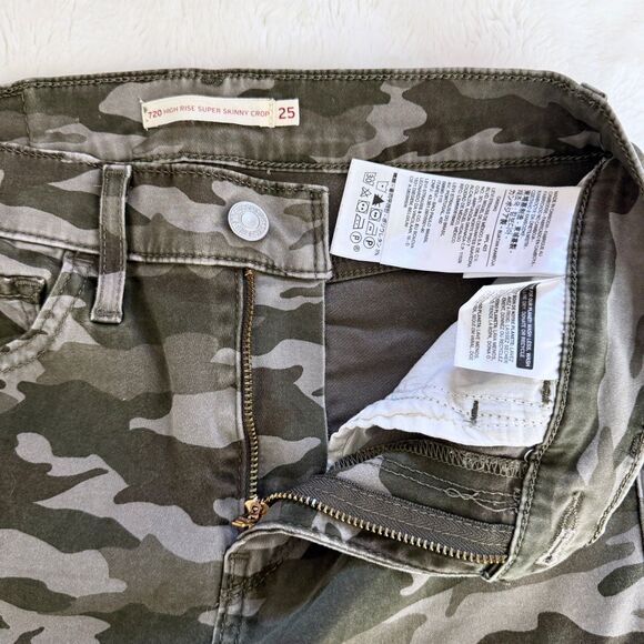 Levis 720 Womens High Rise Super Skinny Crop Camo Jeans Size 25 Green Stretch - Picture 6 of 7